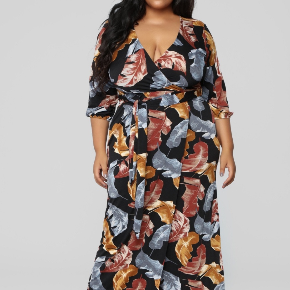 Fashion Nova Tropic Rain Dress- Black/Combo